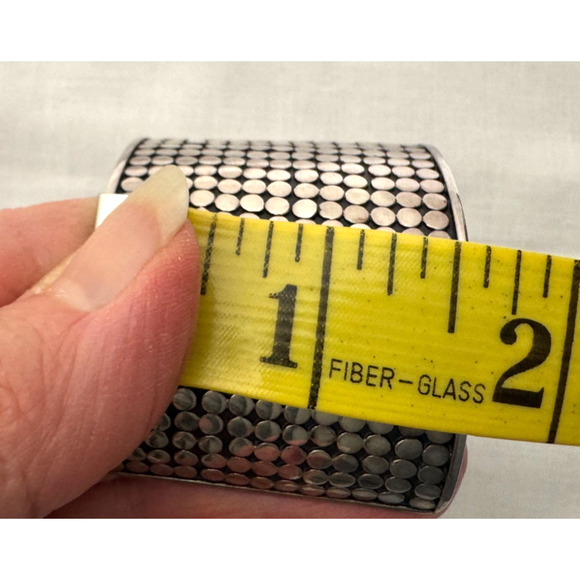 Sterling Silver 925 Dot Wide Cuff Bracelet Dotted 52 Grams Large Modernist - Picture 8 of 11